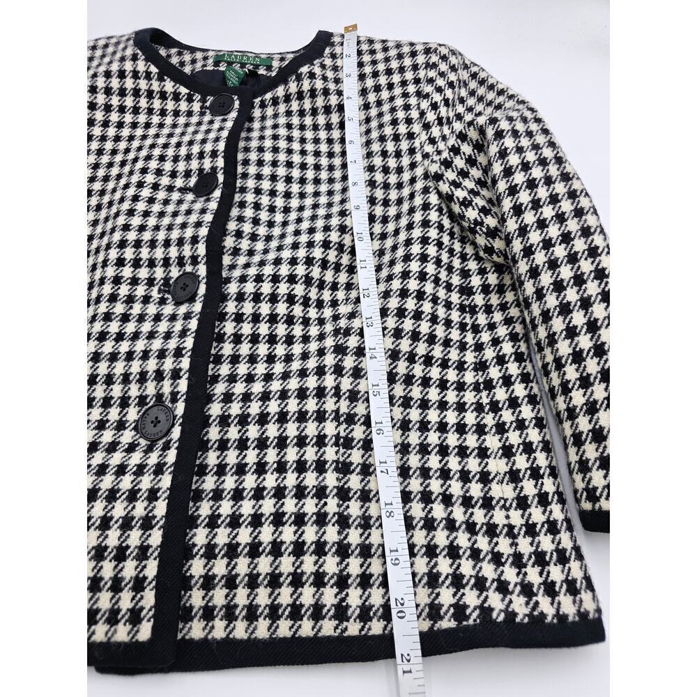 Ralph Lauren Women's Size 12 Wool Black and White Houndstooth Blazer Jacket - Picture 6 of 8